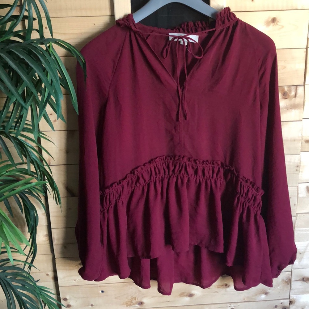 Maroon long sleeved blouse too